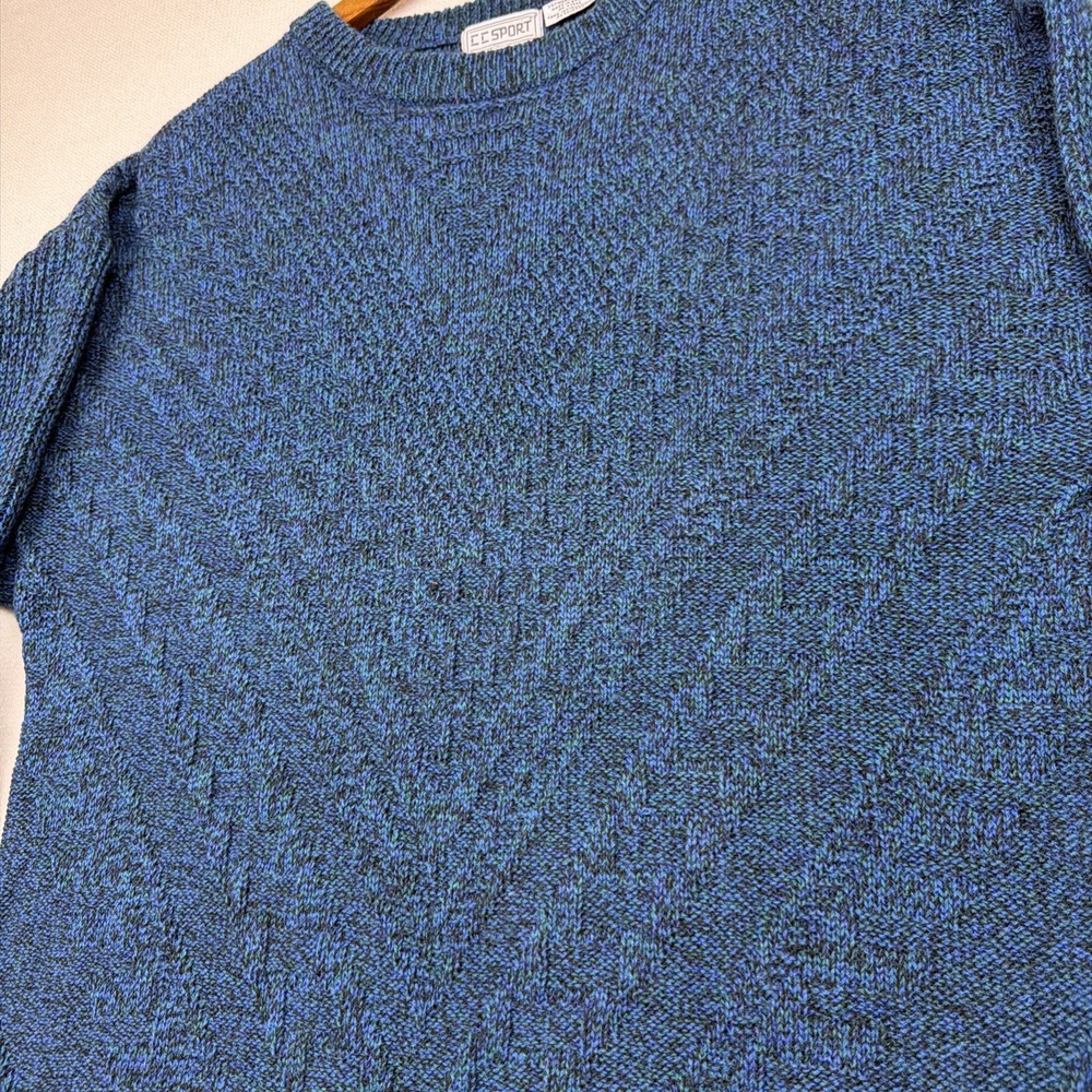 VTG CC SPORT Marled Crewneck Sweater Mens L-Tall Chevron-Style Front Wool Blend - Picture 13 of 14